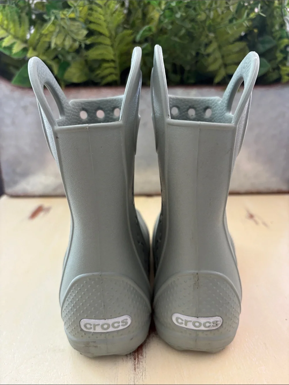 Crocs Kids' Rain Boots in Sage Green size 10